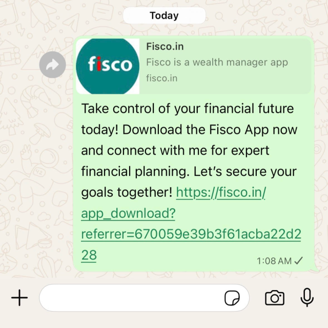 referral link shared in whatsapp
